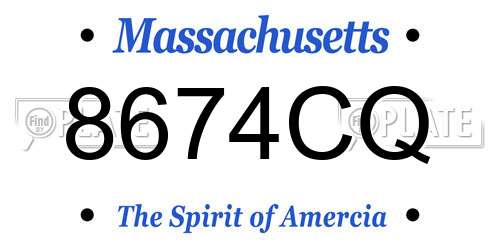 8674CQ Massachusetts License Plate