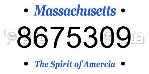 8675309 Massachusetts License Plate
