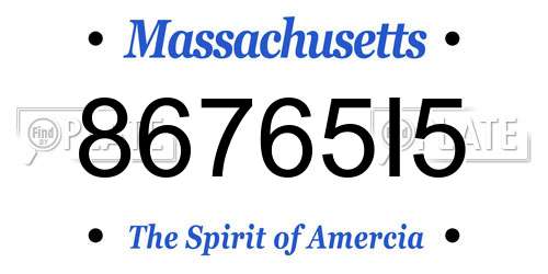 86765I5 Massachusetts License Plate