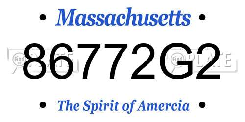 86772G2 Massachusetts License Plate