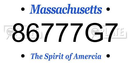 86777G7 Massachusetts License Plate
