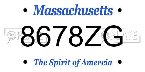 8678ZG Massachusetts License Plate
