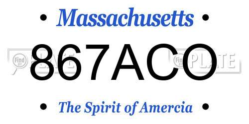 867ACO Massachusetts License Plate