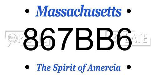 867BB6 Massachusetts License Plate
