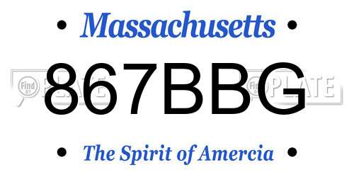 867BBG Massachusetts License Plate