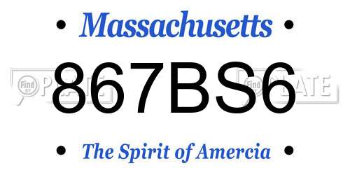 867BS6 Massachusetts License Plate