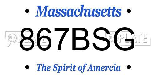 867BSG Massachusetts License Plate