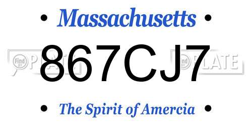 867CJ7 Massachusetts License Plate