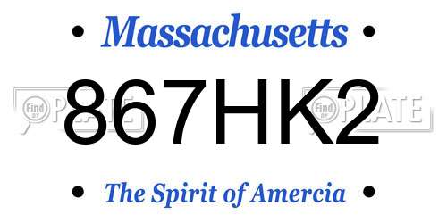 867HK2 Massachusetts License Plate