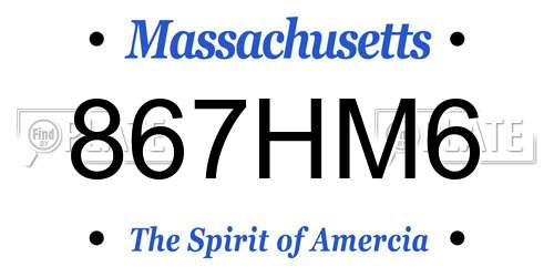 867HM6 Massachusetts License Plate
