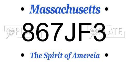 867JF3 Massachusetts License Plate