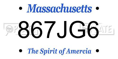 867JG6 Massachusetts License Plate