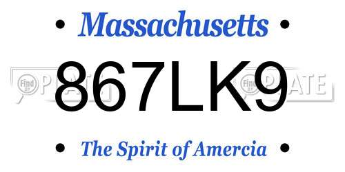 867LK9 Massachusetts License Plate