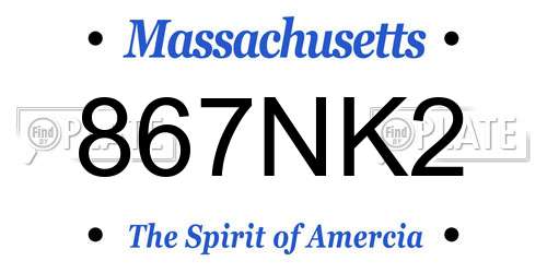 867NK2 Massachusetts License Plate
