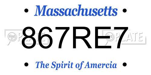 867RE7 Massachusetts License Plate