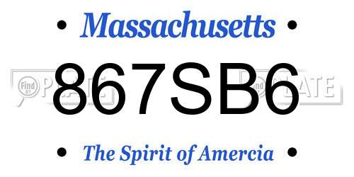 867SB6 Massachusetts License Plate