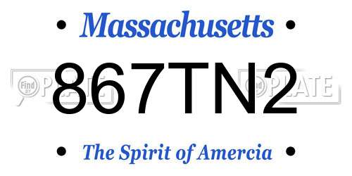 867TN2 Massachusetts License Plate