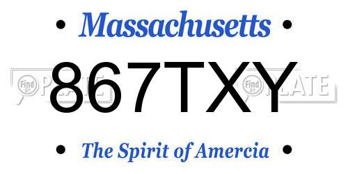 867TXY Massachusetts License Plate