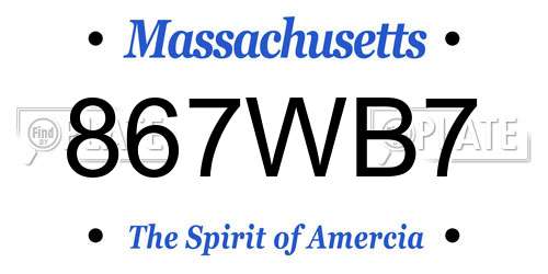 867WB7 Massachusetts License Plate