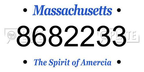 8682233 Massachusetts License Plate