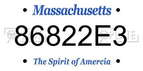 86822E3 Massachusetts License Plate