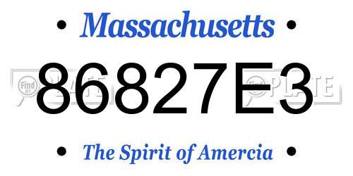 86827E3 Massachusetts License Plate
