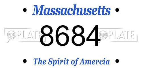8684 Massachusetts License Plate