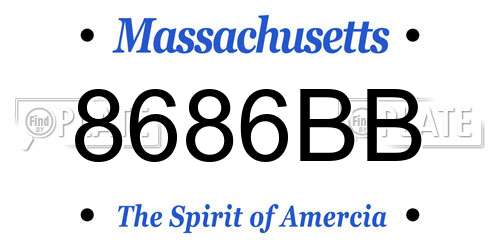 8686BB Massachusetts License Plate