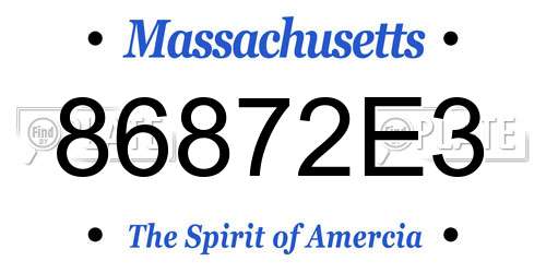 86872E3 Massachusetts License Plate
