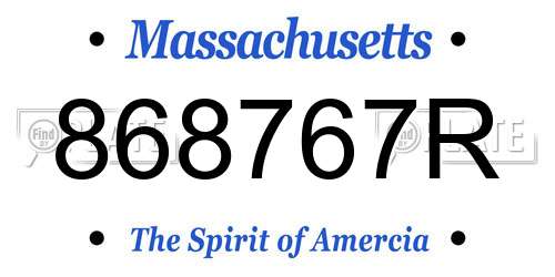 868767R Massachusetts License Plate