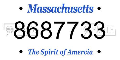 8687733 Massachusetts License Plate