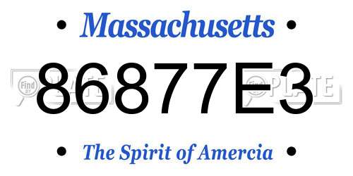 86877E3 Massachusetts License Plate
