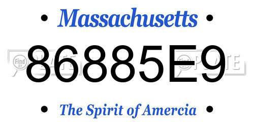86885E9 Massachusetts License Plate