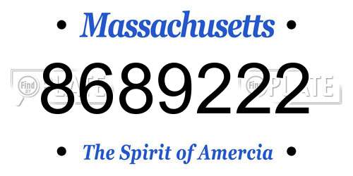 8689222 Massachusetts License Plate