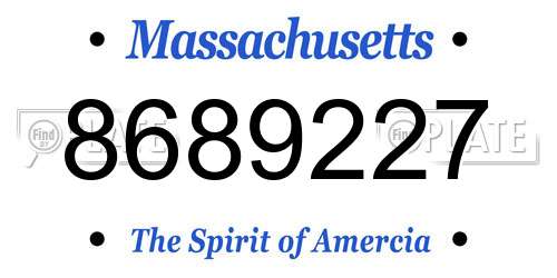 8689227 Massachusetts License Plate