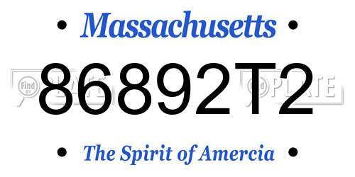 86892T2 Massachusetts License Plate