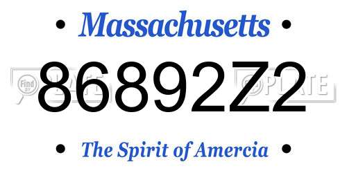 86892Z2 Massachusetts License Plate