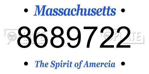8689722 Massachusetts License Plate