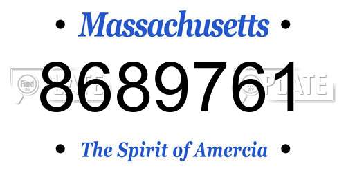 8689761 Massachusetts License Plate