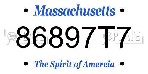 86897T7 Massachusetts License Plate