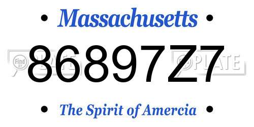 86897Z7 Massachusetts License Plate