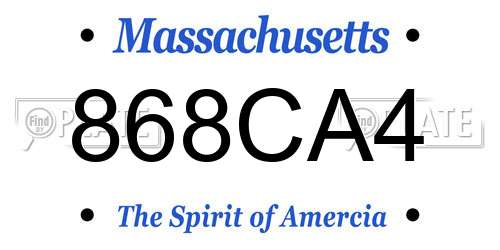 868CA4 Massachusetts License Plate