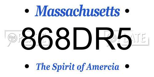 868DR5 Massachusetts License Plate