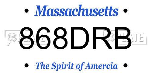 868DRB Massachusetts License Plate