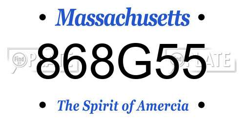 868G55 Massachusetts License Plate