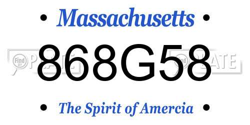 868G58 Massachusetts License Plate