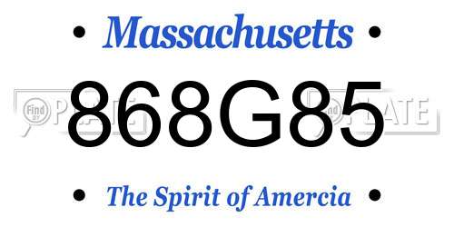 868G85 Massachusetts License Plate