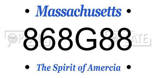 868G88 Massachusetts License Plate