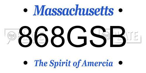 868GSB Massachusetts License Plate