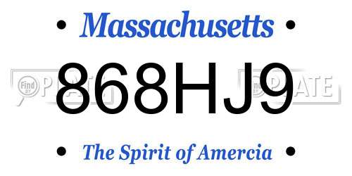 868HJ9 Massachusetts License Plate